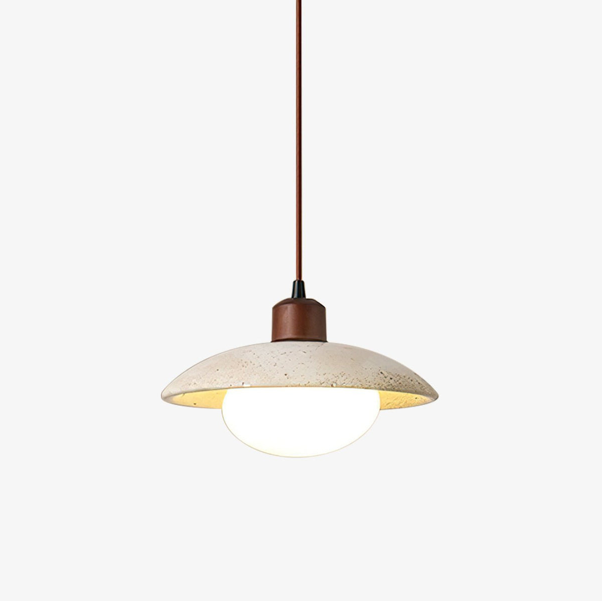 Warm Ambient Glow Travertine Dome Pendant Light