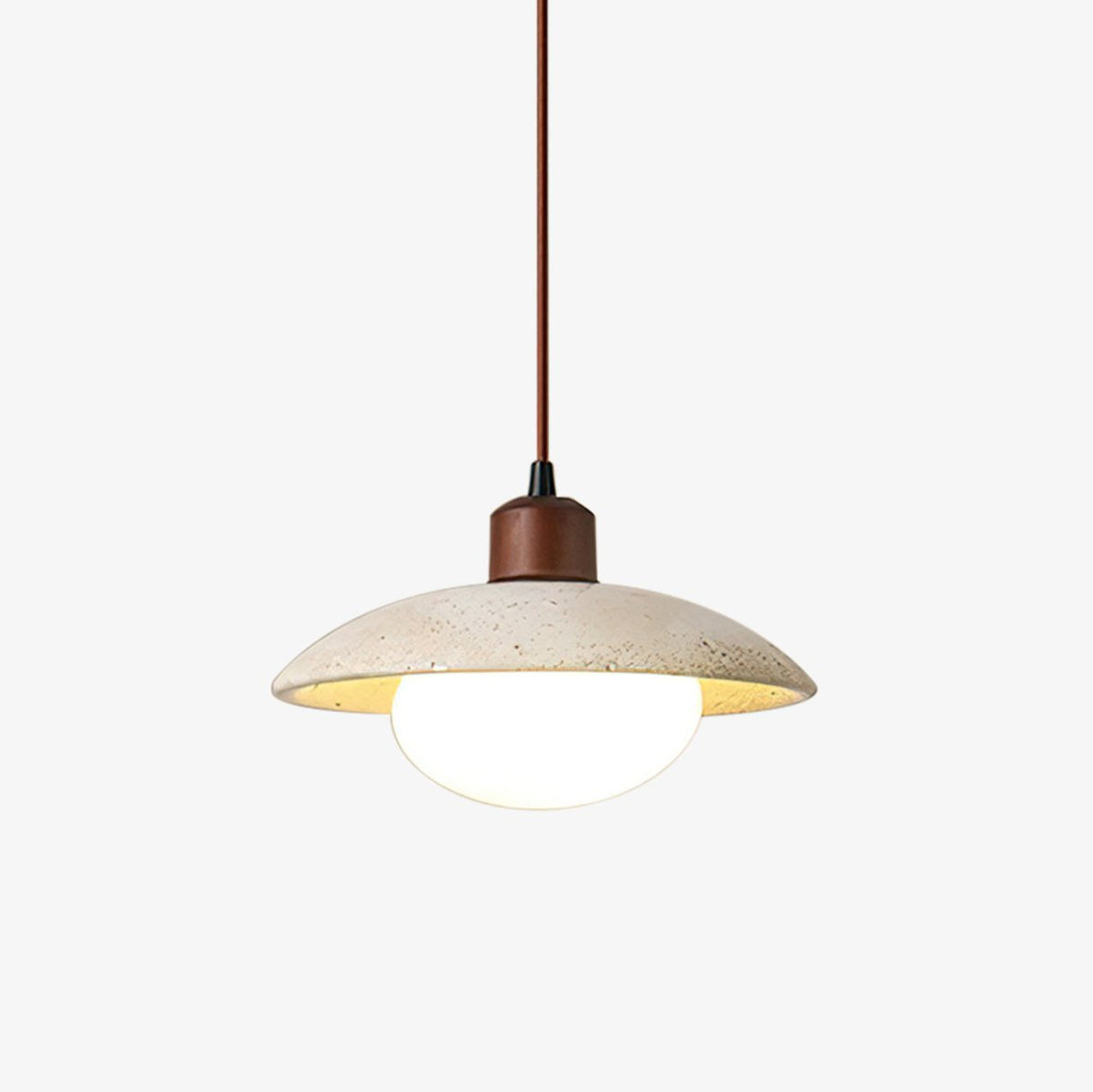 Warm Ambient Glow Travertine Dome Pendant Light