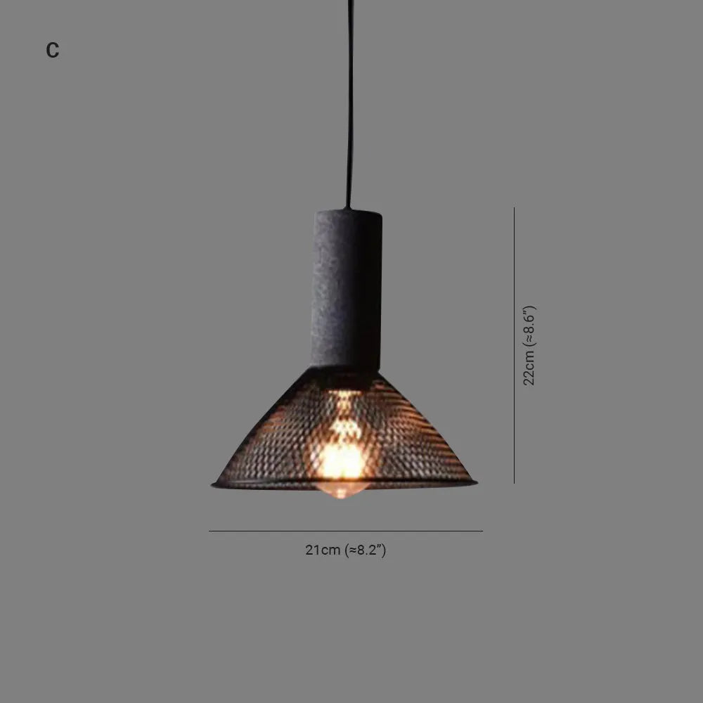 Concrete Top Industrial Cylindrical Pendant Light