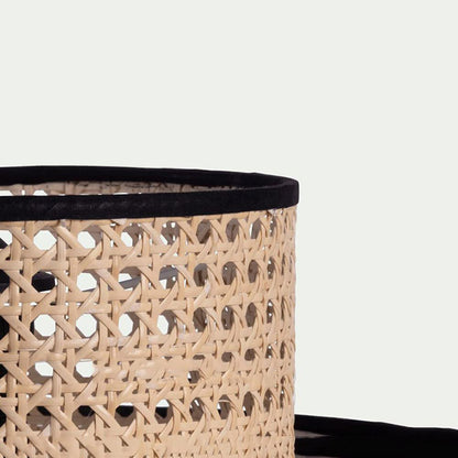 White Pendant Light Modern Rattan And Fabric