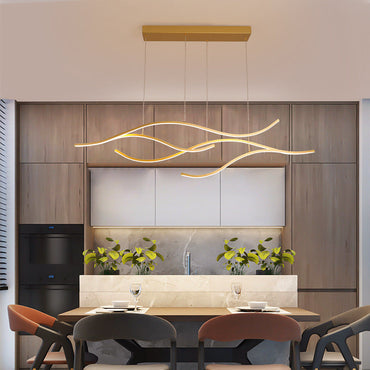 In Black Gold Dimmable Multi-Curved Pendant Light