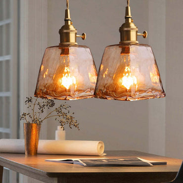 Vintage Glow Brass And Glass Zina Pendant Light