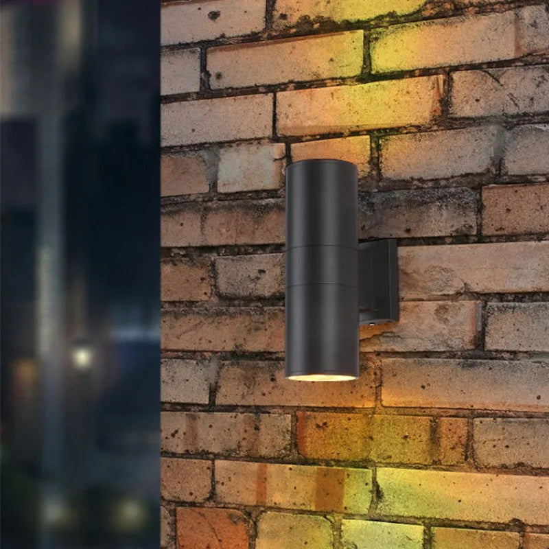 Dual Heads Outdoor Minimalist Metal Wall Light Black