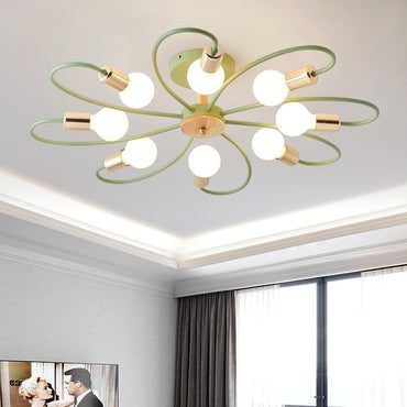 Green Grey Ceiling Flush Light Glass And Metal Elegant