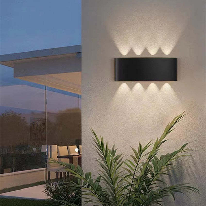 Metal Black And White Waterwave Finish Rectangular Outdoor Wall Light