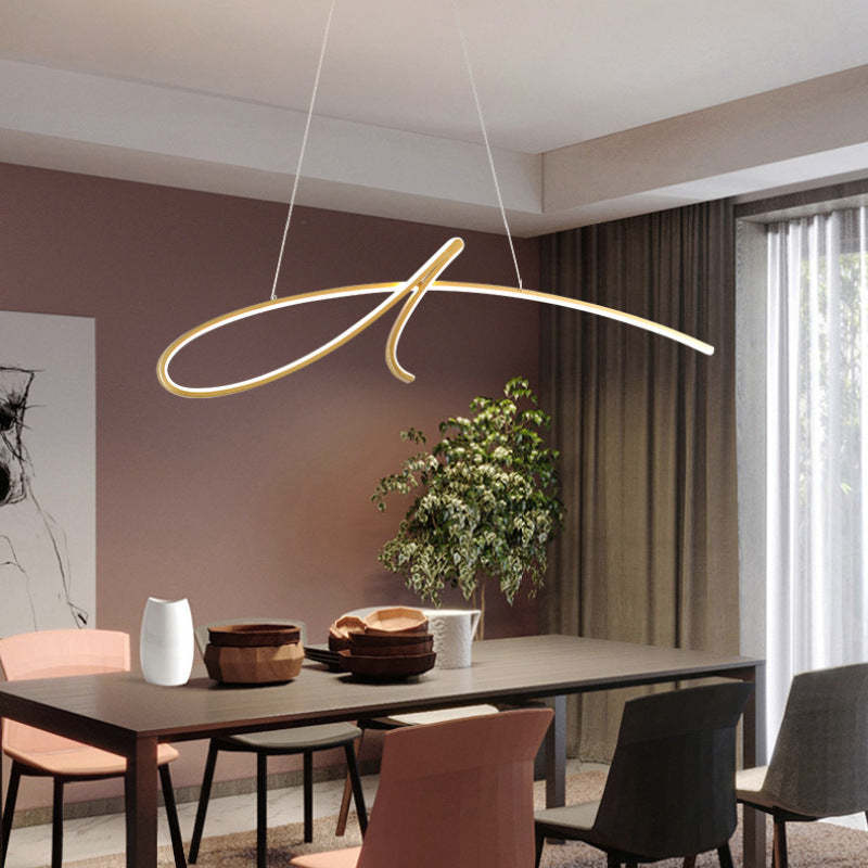 Durable Black Gold Metal Curved Irregular Pendant Light