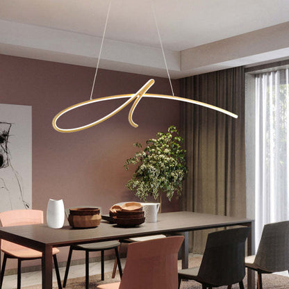 Durable Black Gold Metal Curved Irregular Pendant Light