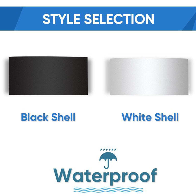 Metal Black And White Waterwave Finish Rectangular Outdoor Wall Light