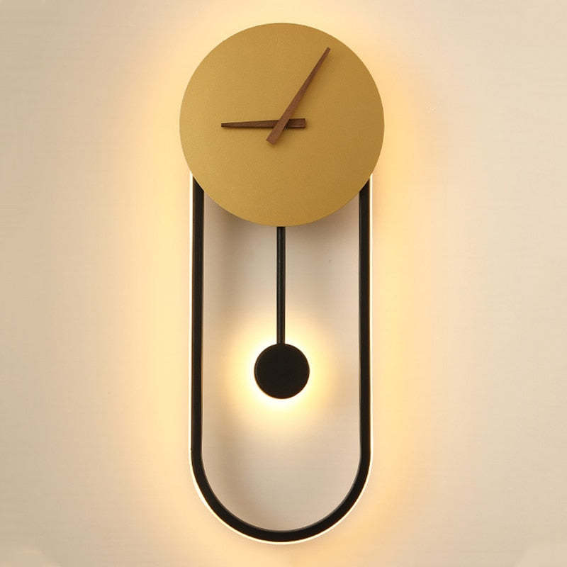 Lamp Wall Clock Nordic In Black And Gold