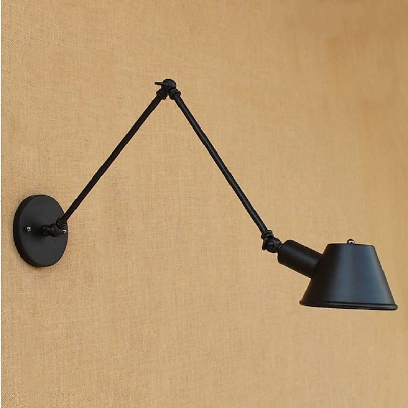 Black Rust Swing Arm Industrial Rotatable Wall Lamp