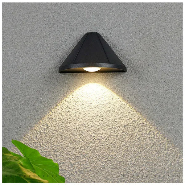 Outdoor Wall Light Black Metal Hardwired IP65 Cone Shaped