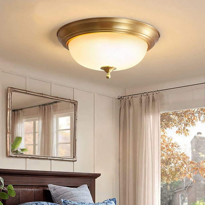 Retro Brass Flush Mount Ceiling Led Light For Living Bedroom Dining