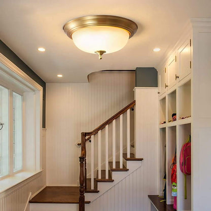 Retro Brass Flush Mount Ceiling Led Light For Living Bedroom Dining