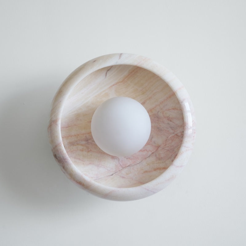 Damp Rated Hardwired Wall Light White Jade Marble