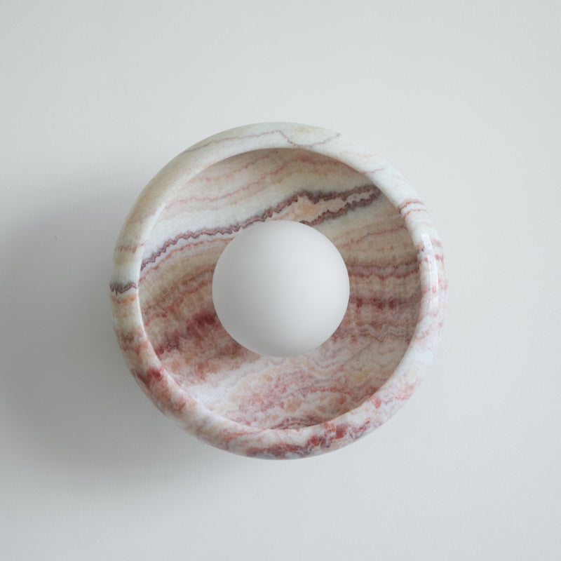 Damp Rated Hardwired Wall Light White Jade Marble