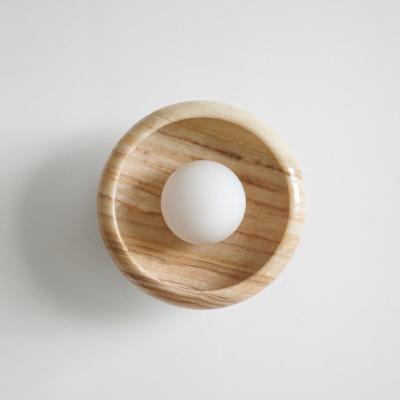 Damp Rated Hardwired Wall Light White Jade Marble