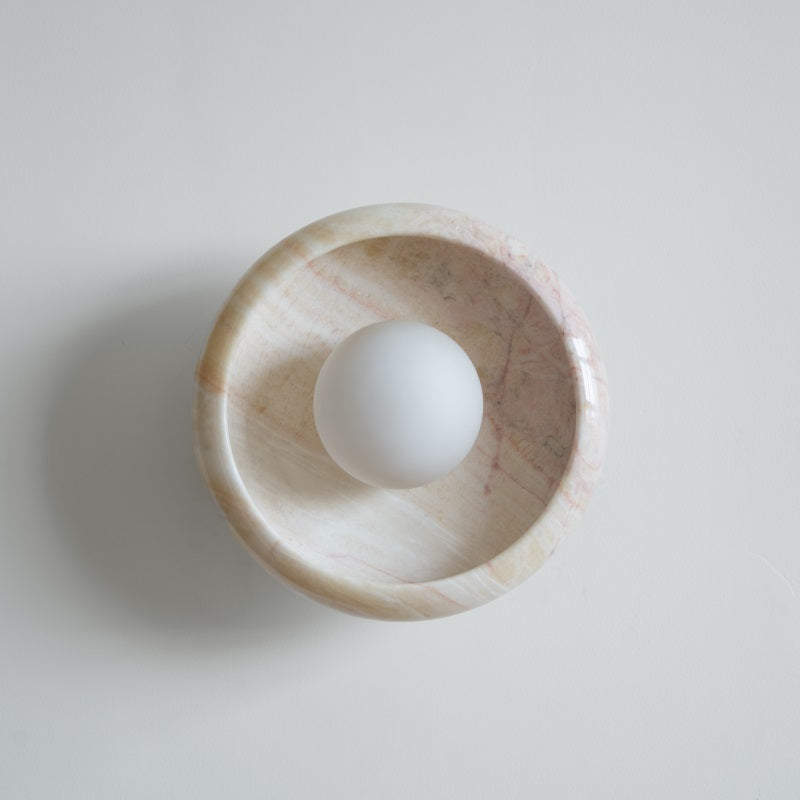 Damp Rated Hardwired Wall Light White Jade Marble