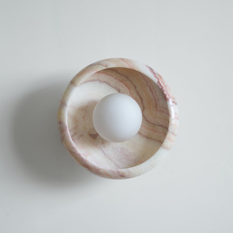 Damp Rated Hardwired Wall Light White Jade Marble