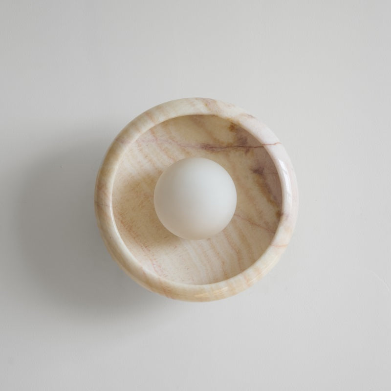 Damp Rated Hardwired Wall Light White Jade Marble