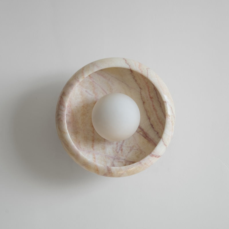 Damp Rated Hardwired Wall Light White Jade Marble