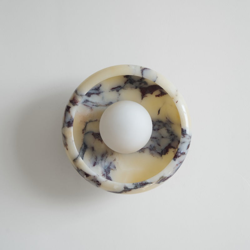 Damp Rated Hardwired Wall Light White Jade Marble