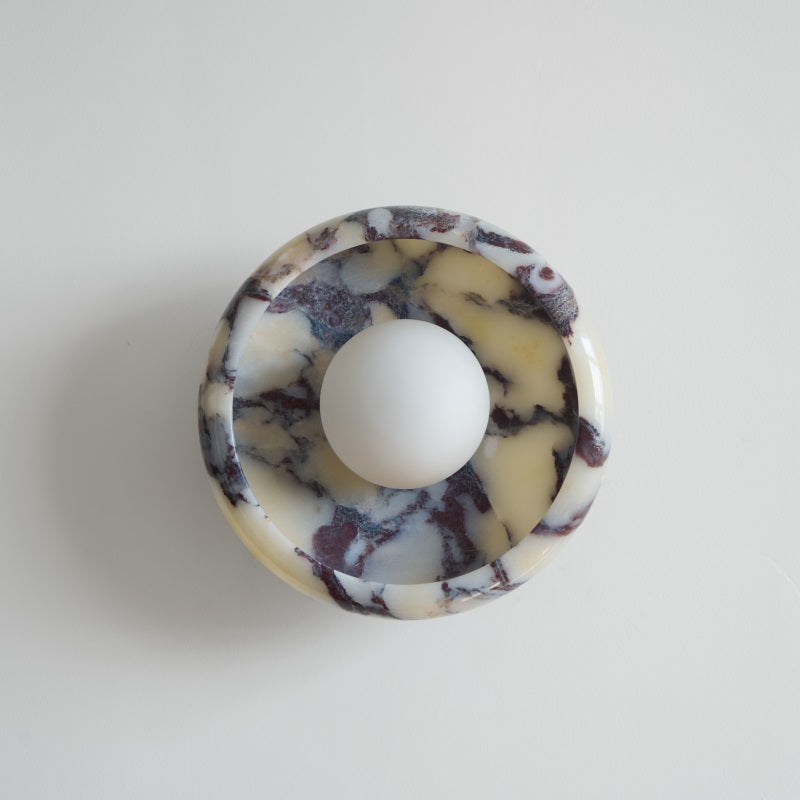 Damp Rated Hardwired Wall Light White Jade Marble