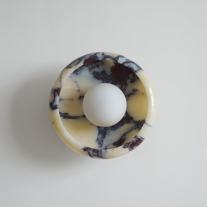 Damp Rated Hardwired Wall Light White Jade Marble