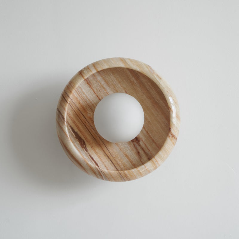 Damp Rated Hardwired Wall Light White Jade Marble