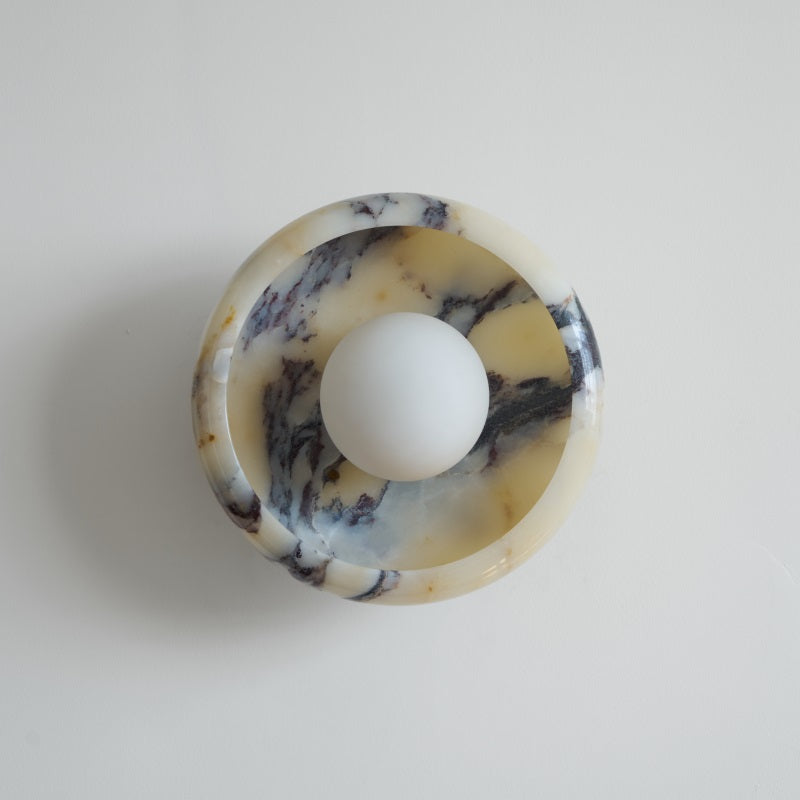 Damp Rated Hardwired Wall Light White Jade Marble