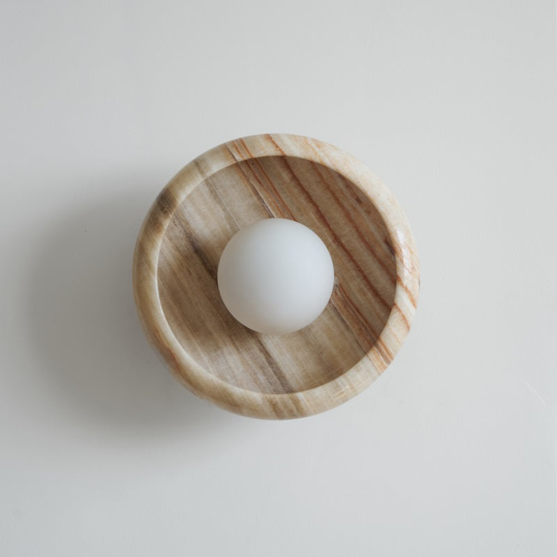 Damp Rated Hardwired Wall Light White Jade Marble