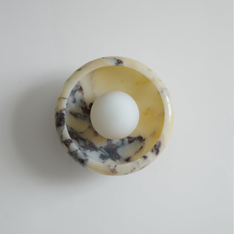 Damp Rated Hardwired Wall Light White Jade Marble