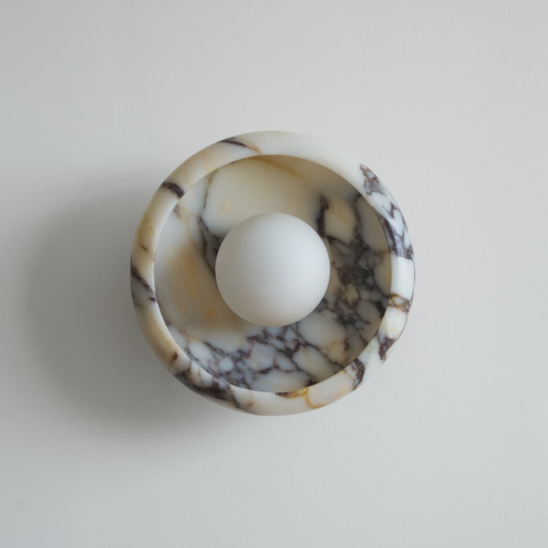 Damp Rated Hardwired Wall Light White Jade Marble