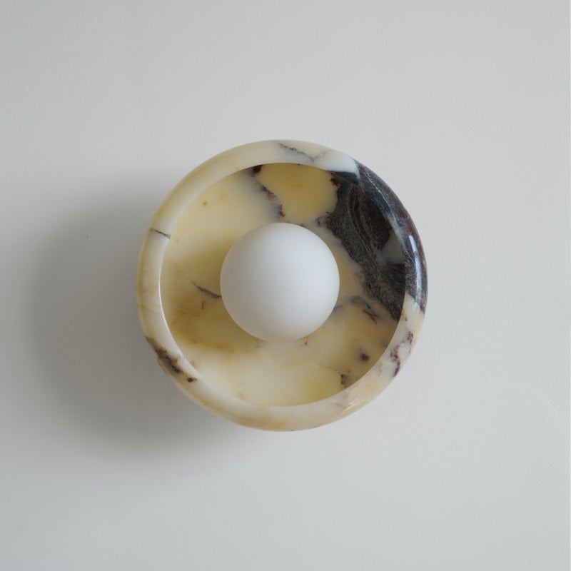 Damp Rated Hardwired Wall Light White Jade Marble