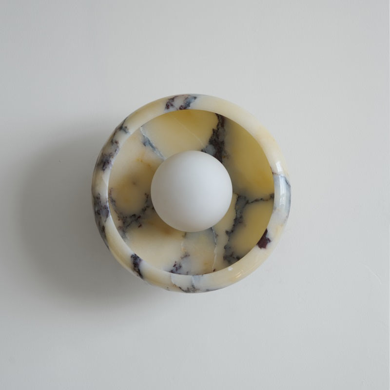 Damp Rated Hardwired Wall Light White Jade Marble