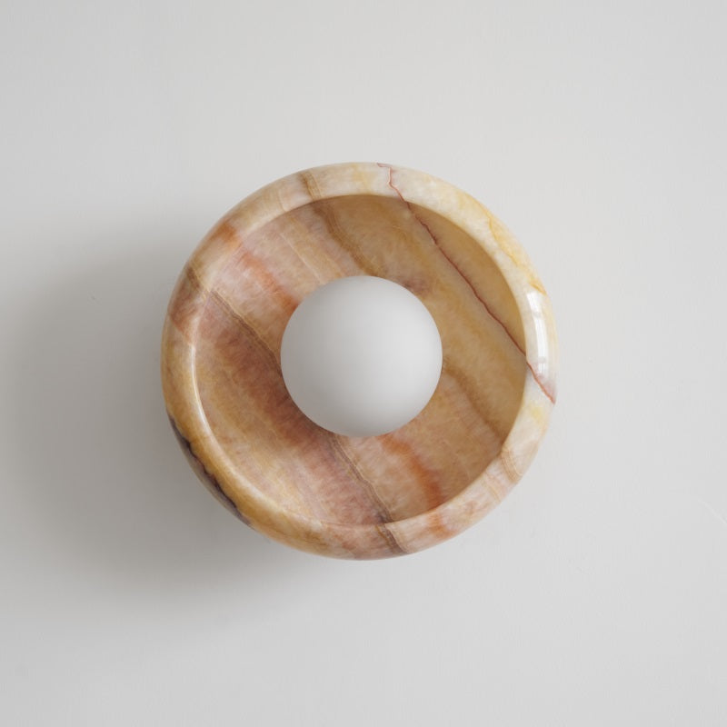 Damp Rated Hardwired Wall Light White Jade Marble