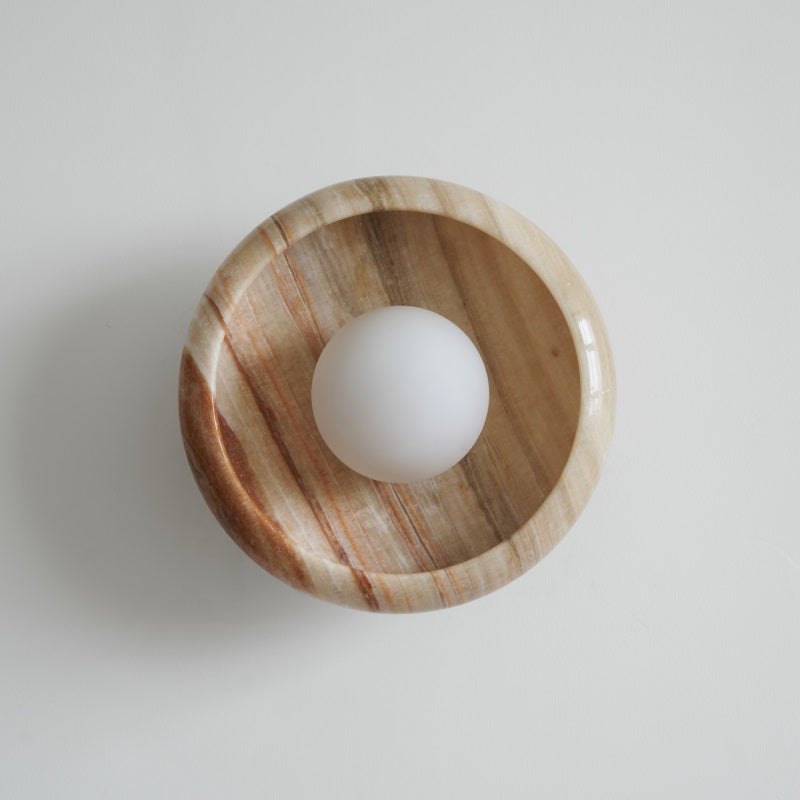 Damp Rated Hardwired Wall Light White Jade Marble