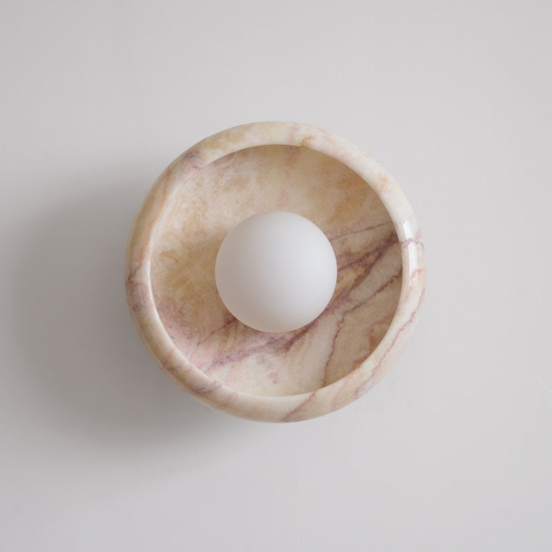 Damp Rated Hardwired Wall Light White Jade Marble
