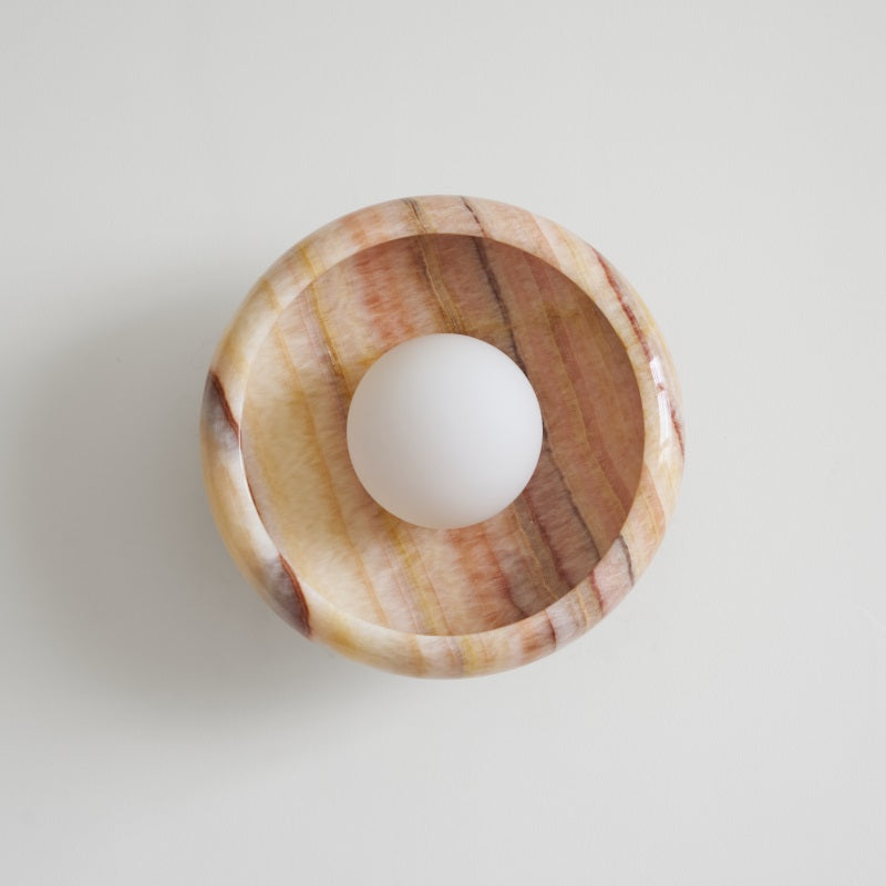Damp Rated Hardwired Wall Light White Jade Marble