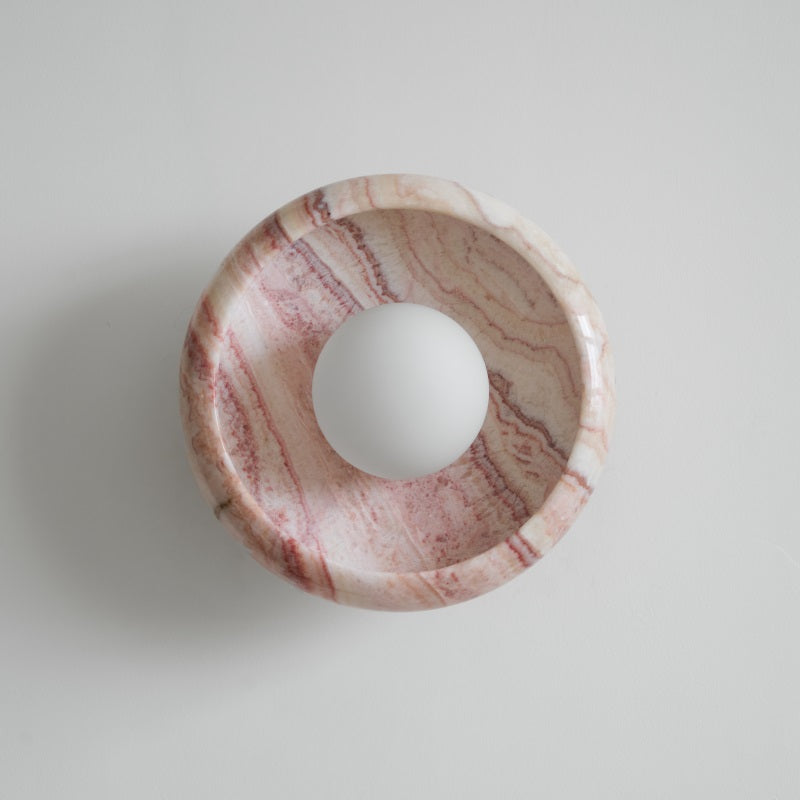Damp Rated Hardwired Wall Light White Jade Marble