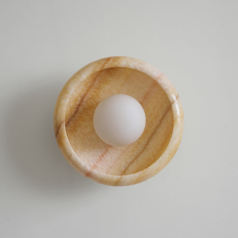 Damp Rated Hardwired Wall Light White Jade Marble