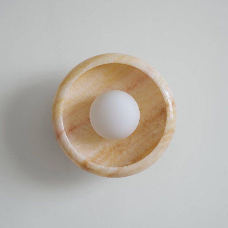 Damp Rated Hardwired Wall Light White Jade Marble
