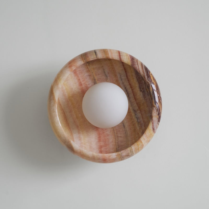 Damp Rated Hardwired Wall Light White Jade Marble