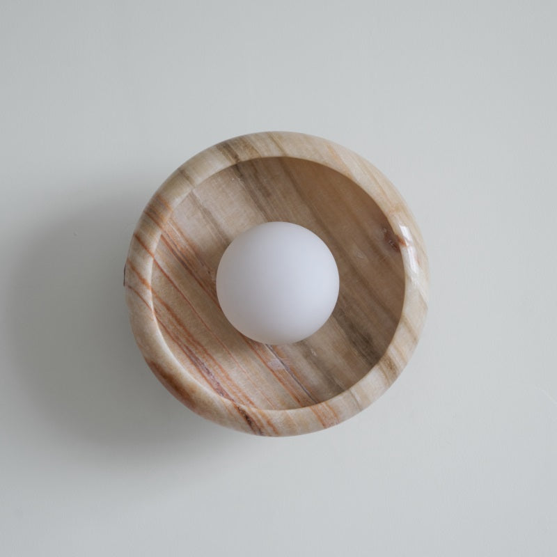 Damp Rated Hardwired Wall Light White Jade Marble