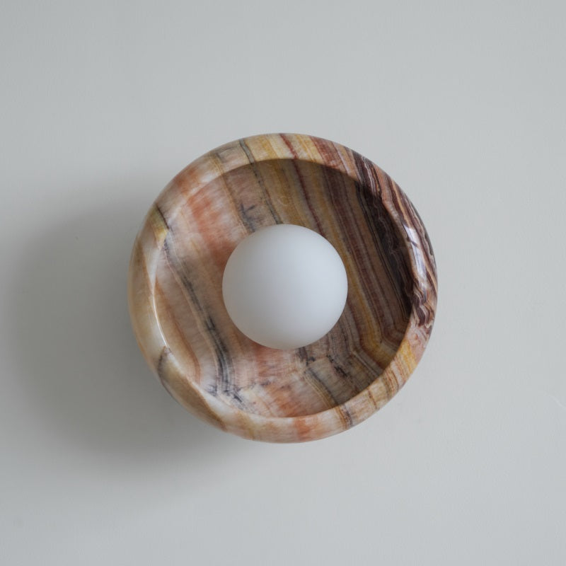 Damp Rated Hardwired Wall Light White Jade Marble