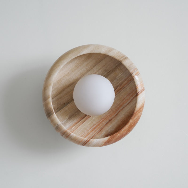 Damp Rated Hardwired Wall Light White Jade Marble