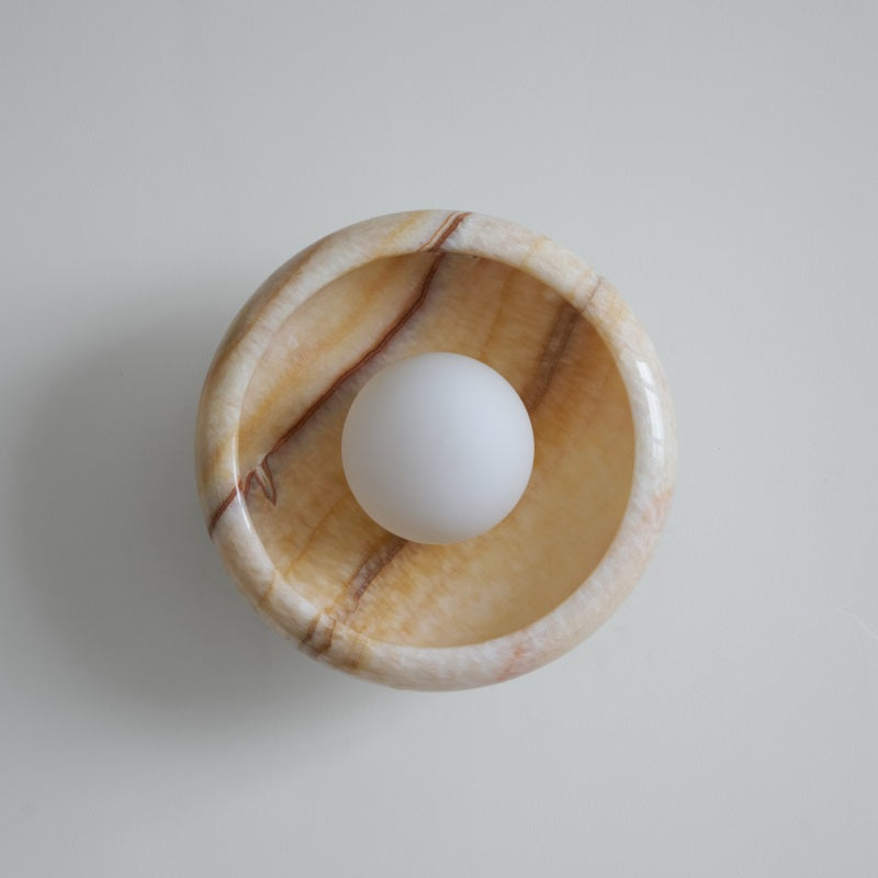 Damp Rated Hardwired Wall Light White Jade Marble