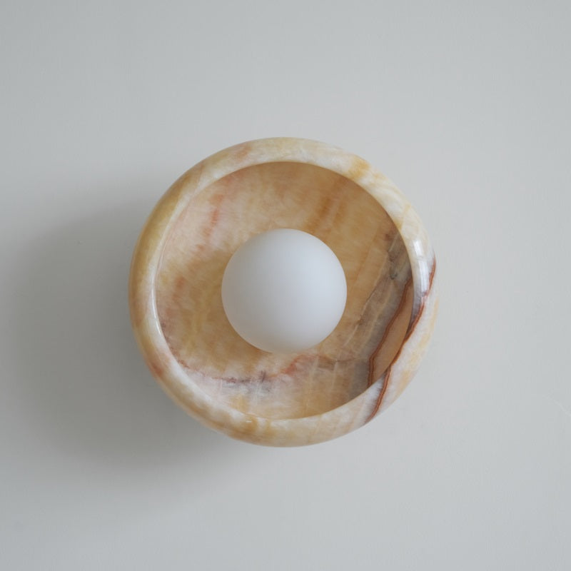 Damp Rated Hardwired Wall Light White Jade Marble