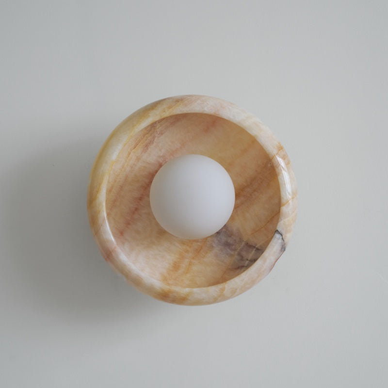 Damp Rated Hardwired Wall Light White Jade Marble