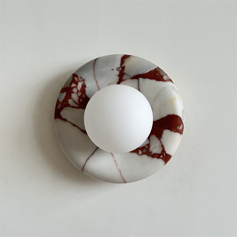 Wall Sconce Elegant Glass Shade With Round Marble