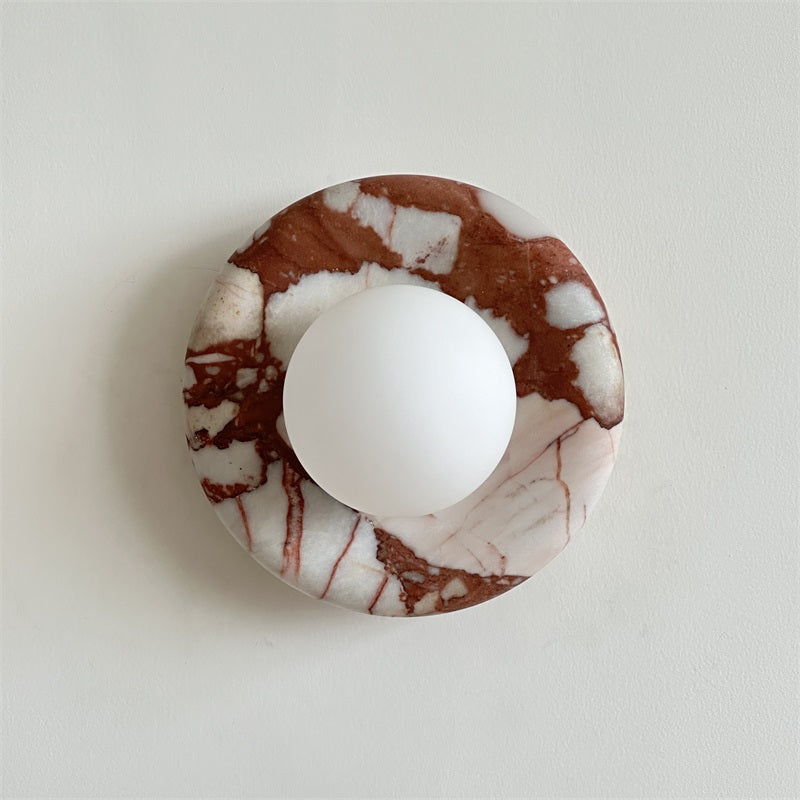 Wall Sconce Elegant Glass Shade With Round Marble